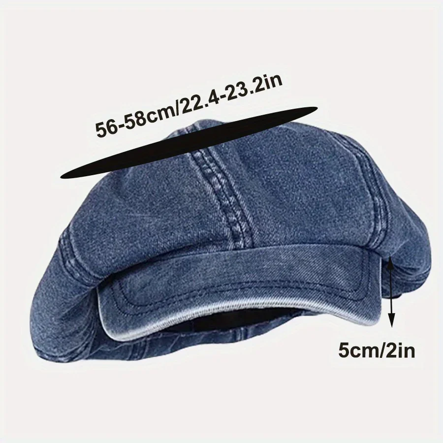 Beret Hat Denim Berets Cap Solid Color Adjustable Breathable Sun Protection Paperboy Caps For Men Women Summer Outdoor Travel Hiking Hats