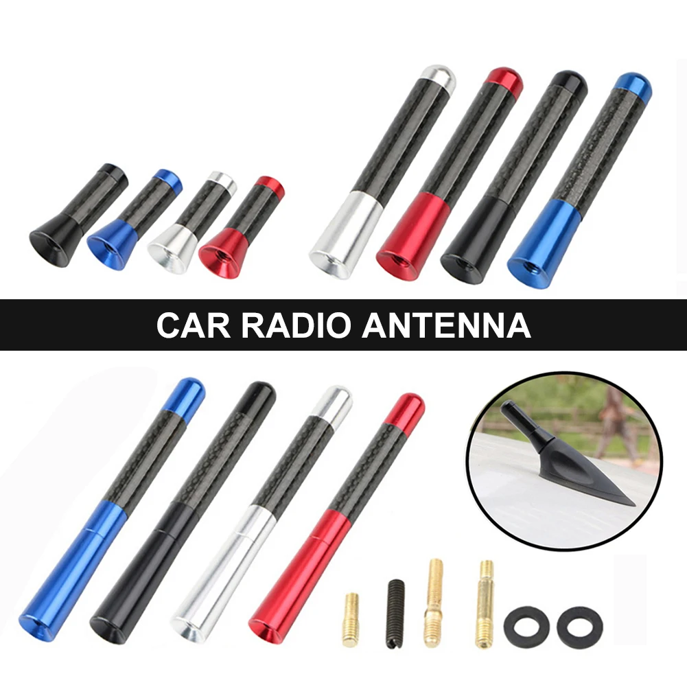 

New Universal Car Roof Antenna 3.5/8/12cm Carbon Fiber Screw Metal Radio Aerial Antenna With M3 M4 M5 M6 Screws Car Accessories