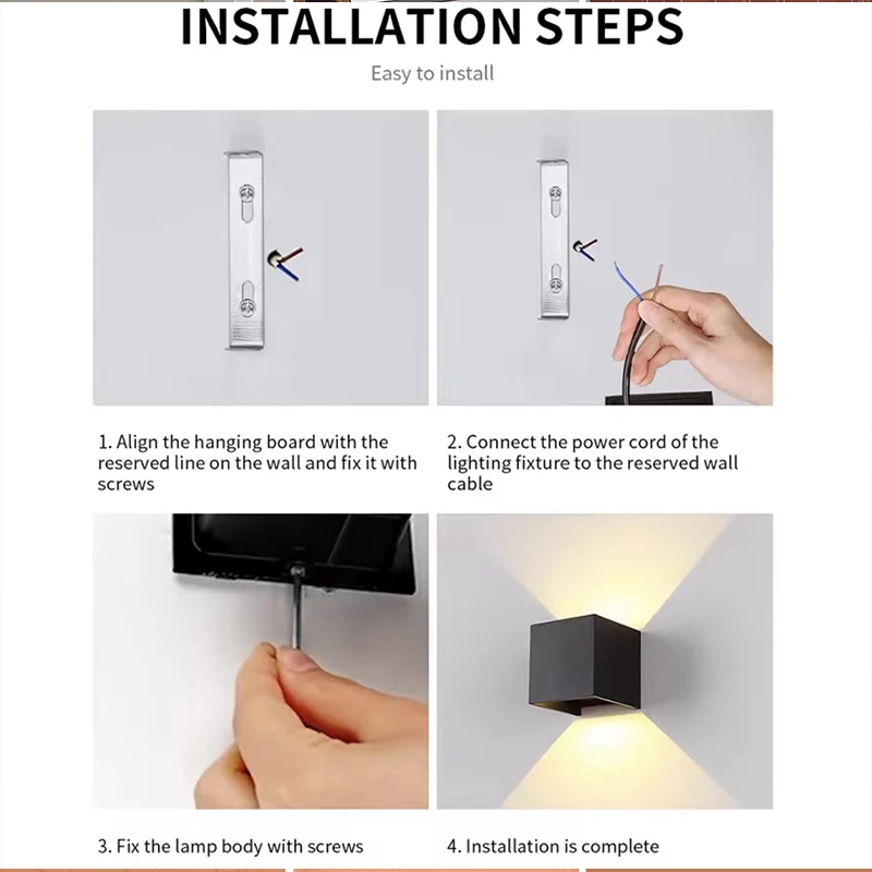 Modern LED Wall Lamp Black, Up And Down Indoor Outdoor DC110-220V For Living Roo