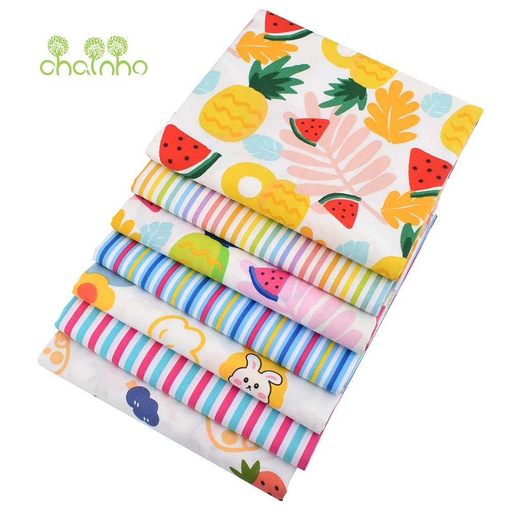 Chainho,Printed Twill Weave Cotton Fabric,DIY Sewing Quilting Material,Patchwork Cloth,Home Textiles,Floral Series,4 Sizes,3C48