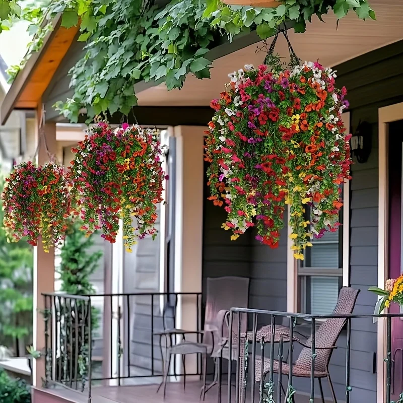 Elegant Hanging Artificial Flowers - Vibrant Outdoor Spring & Summer Decor for Porch, Garden, and Home