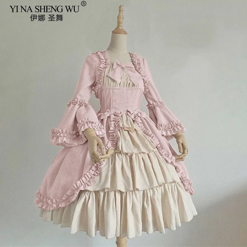 Lolita Dress Vintage Palace Square Collar Lace Bowknot High Waist Long Victorian Gothic