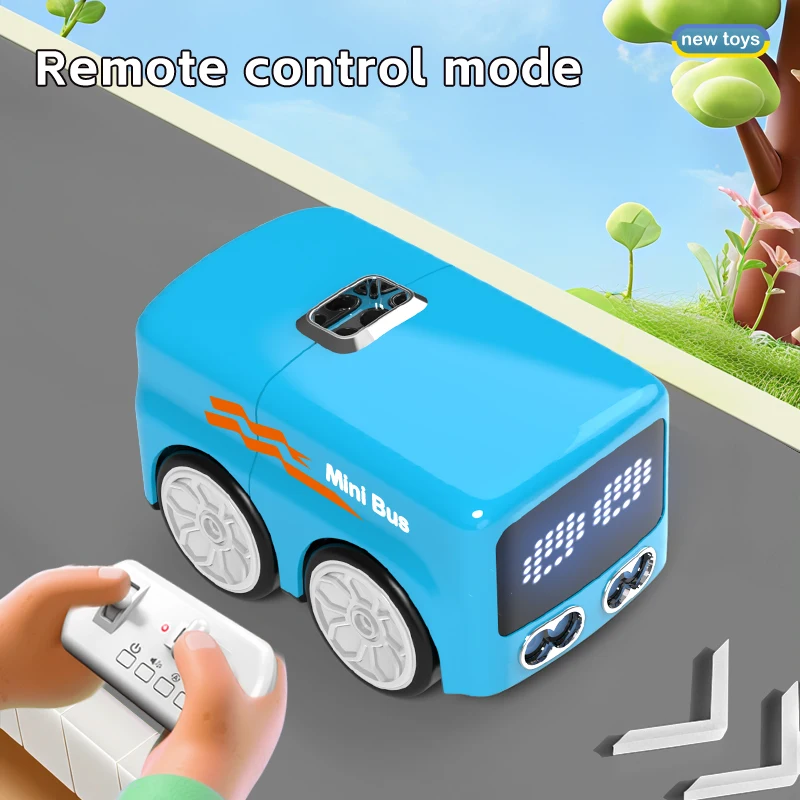 Smart RC Magic Mini Bus Intelligent Remote Control Gesture Sensing Induction Follow Cartoon Car Animation Vehicle Toys Kids Gift