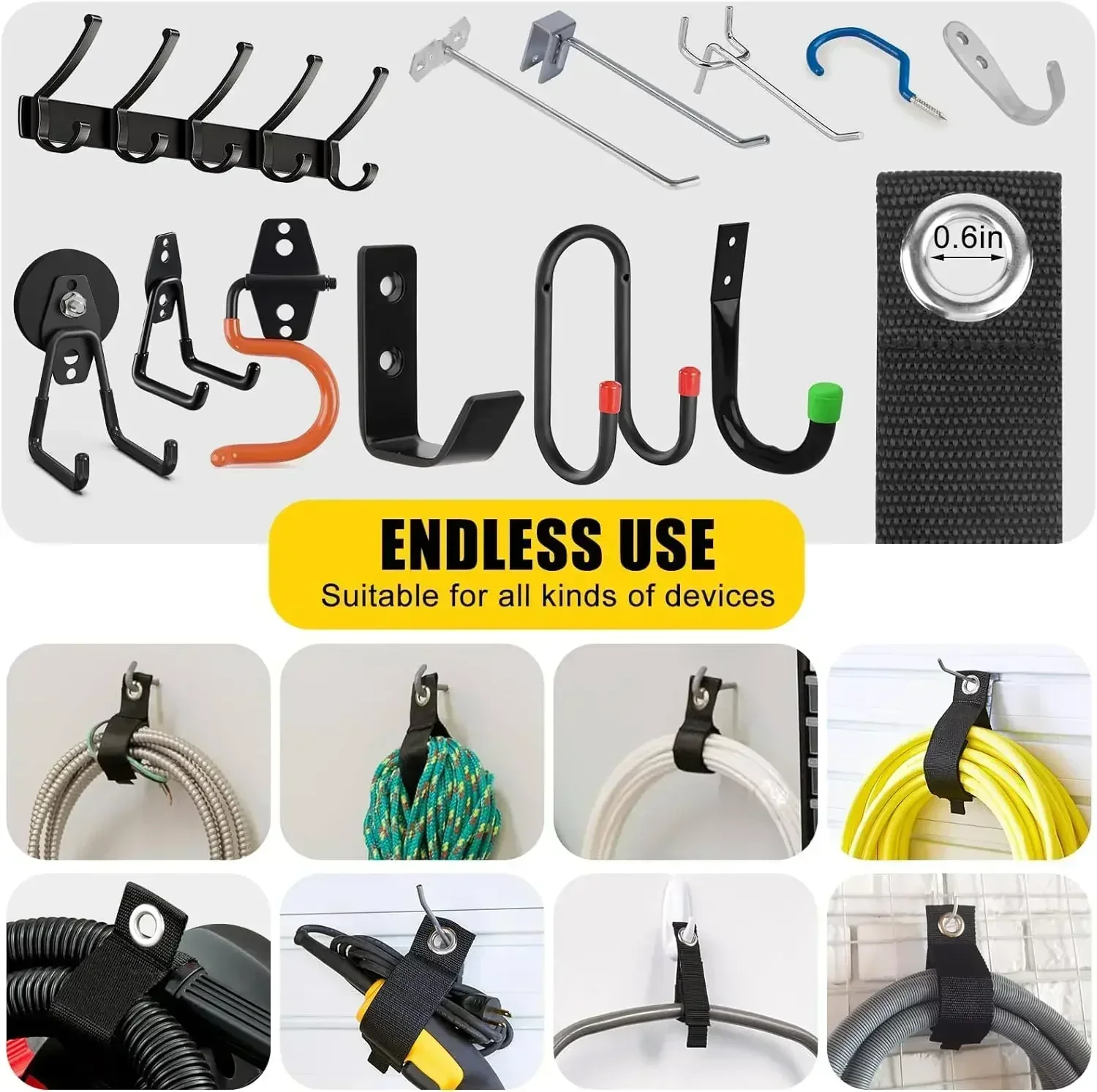 Heavy-Duty Storage Straps Reusable Extension Cord Organizer Cable Ties Hose Storage Accessory Holder Garage Organization cable organizer,cable ties