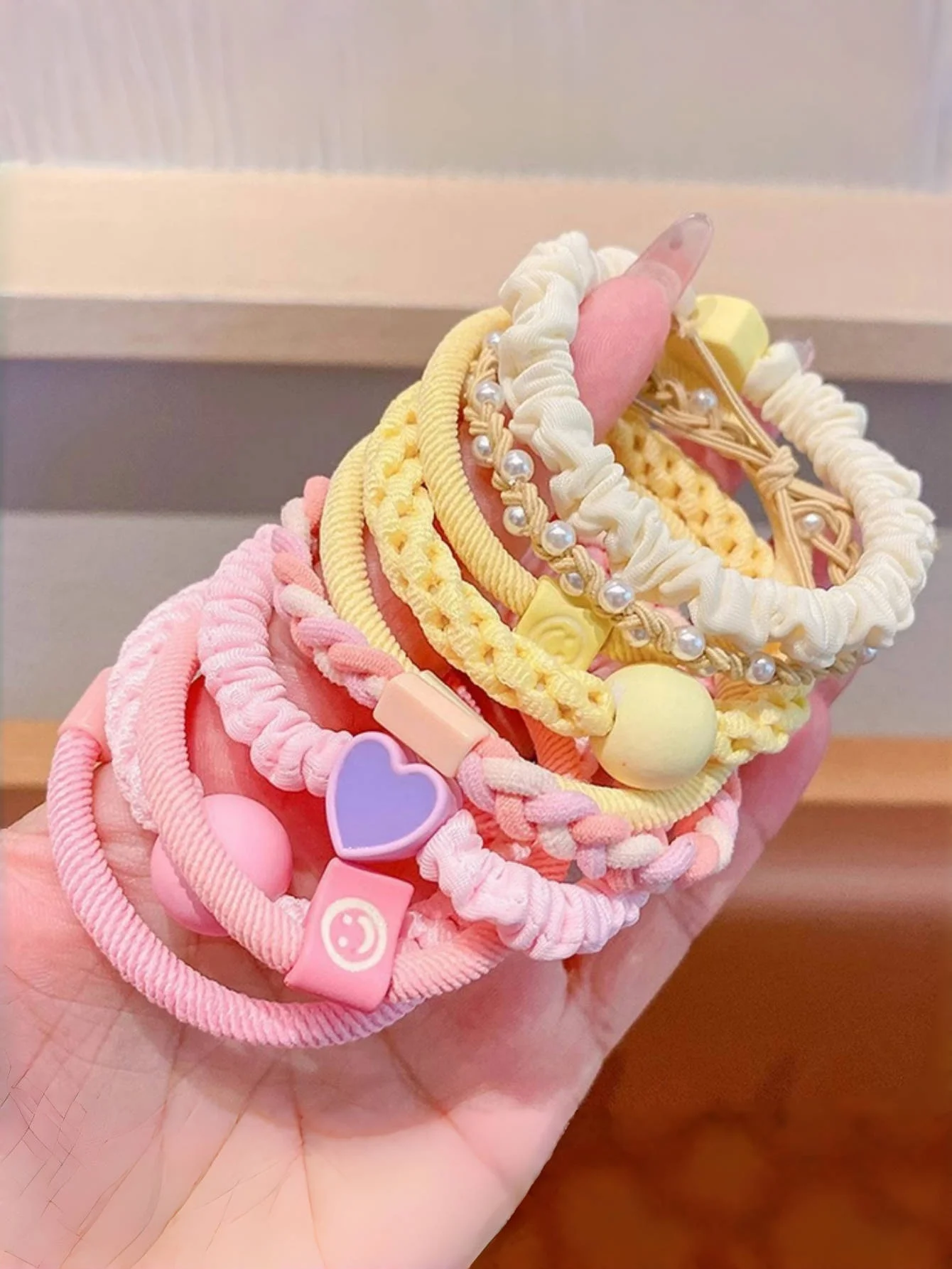 Girls hair tie close-up