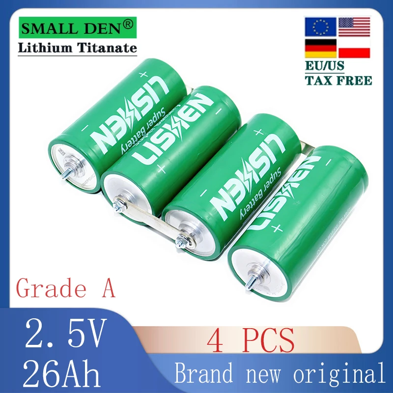 

4-32PCS new 2.5V 26Ah lithium titanate battery LTO power battery diy 12v 24v 48v solar energy storage large capacity battery