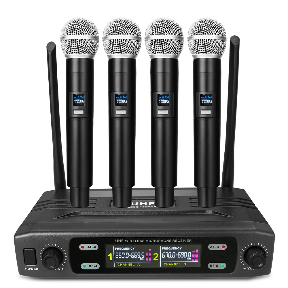Microphone de karaoké professionnel sans fil, micro dynamique sans fil UHF,  récepteur aste, amplificateur vocal, fête du système PA - AliExpress