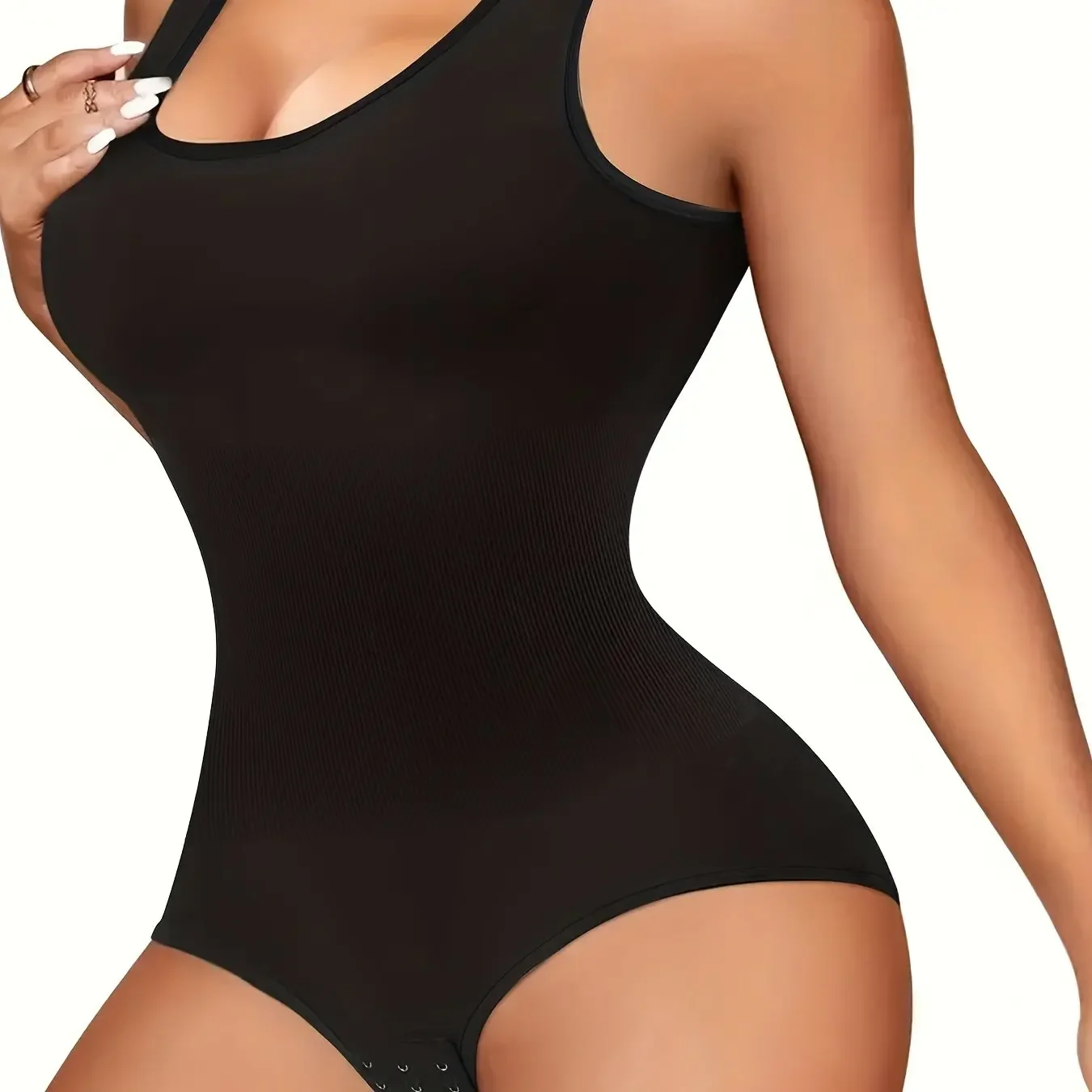 Kadınlar için Vücut Shapewear Dikişsiz Katı Şekillendirme Tam Bodysuit Ekip Boyun Karın Kontrol Zayıflama Vücut Şekillendirici İç Giyim ve Shapewear