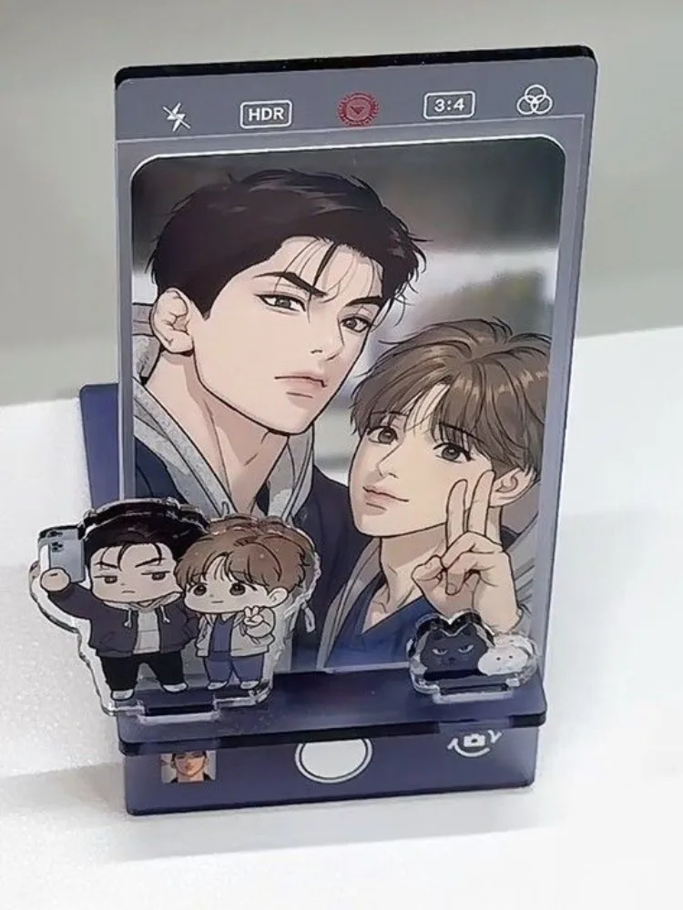 Korean Manhwa Manwha Figure Mingwa Jinx Yaoi Anime Acrylic Stand and 3PCs Card BL Boys Love Figurines for Desk Decor Gift
