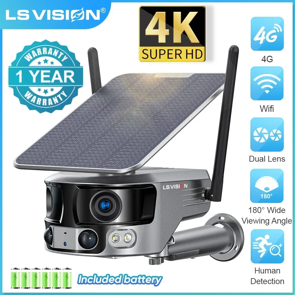 LS VISION – caméra solaire sans fil 4K 4G, WiFi, double objectif 8mp, Zoom  optique 4X 10x, avec panneau solaire, suivi Humanoid, caméra de sécurité  PTZ - AliExpress