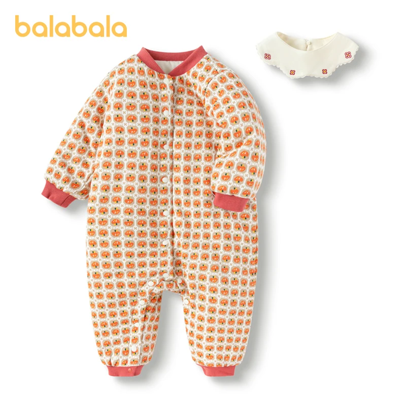 

Balabala Infant Girl One-piece Autumn and Winter Clothing for Going Out Thickened Warm Comfortable Sweet One-piece