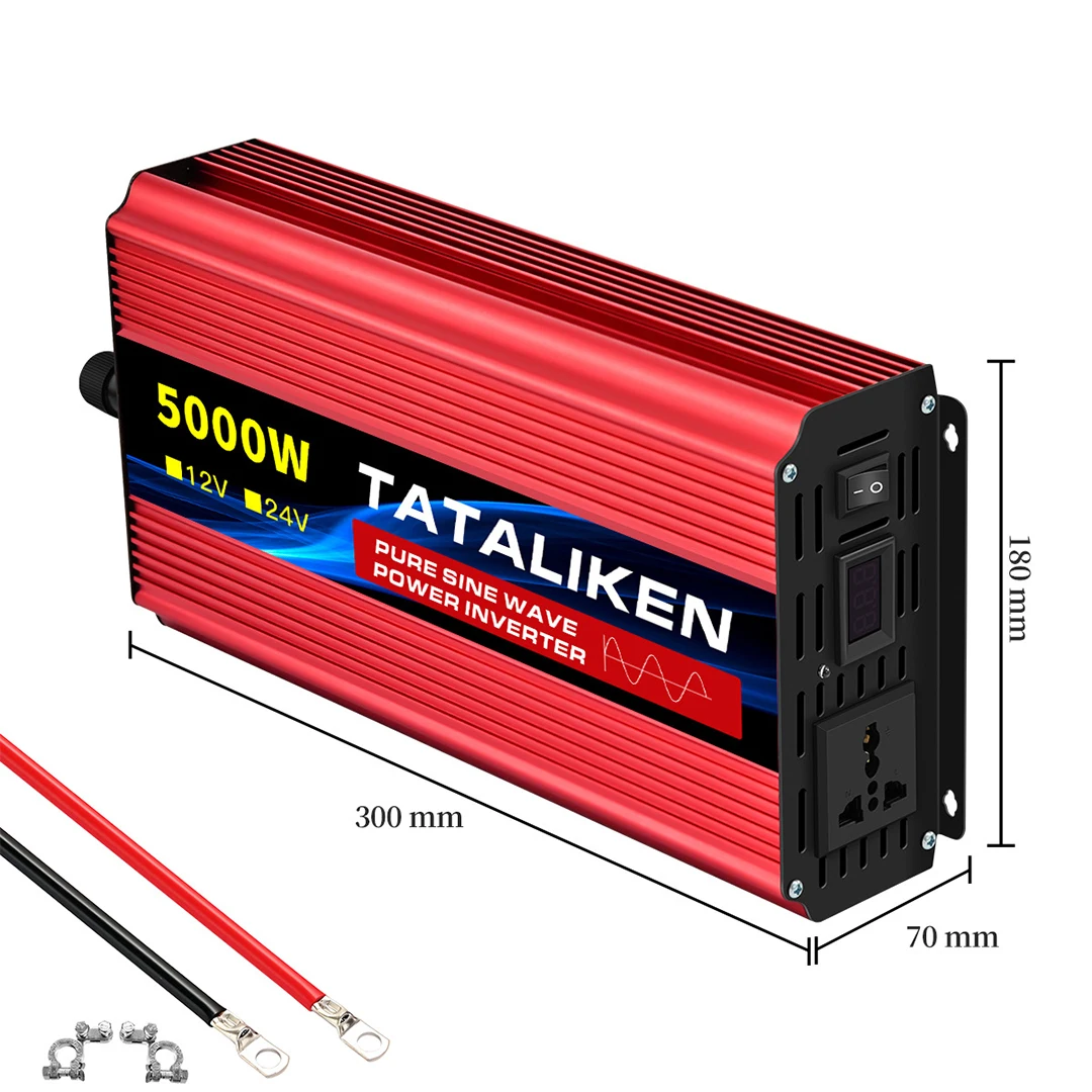 Pure Sine Wave 2000W/5000W Power Converter For 12V And 24V To 110-220V Inverter