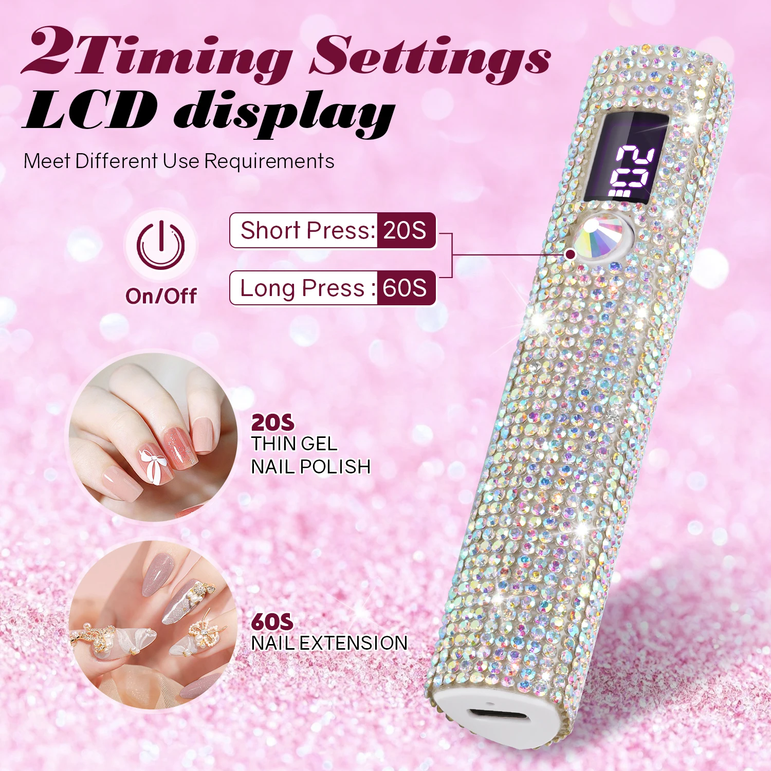 DianaBeauty Handheld Nail Dryer Lamp UV/LED Nail Curing All Gel Polish Nail Art Tool USB Rechargeabl Quick Dry Nail Lamp 3