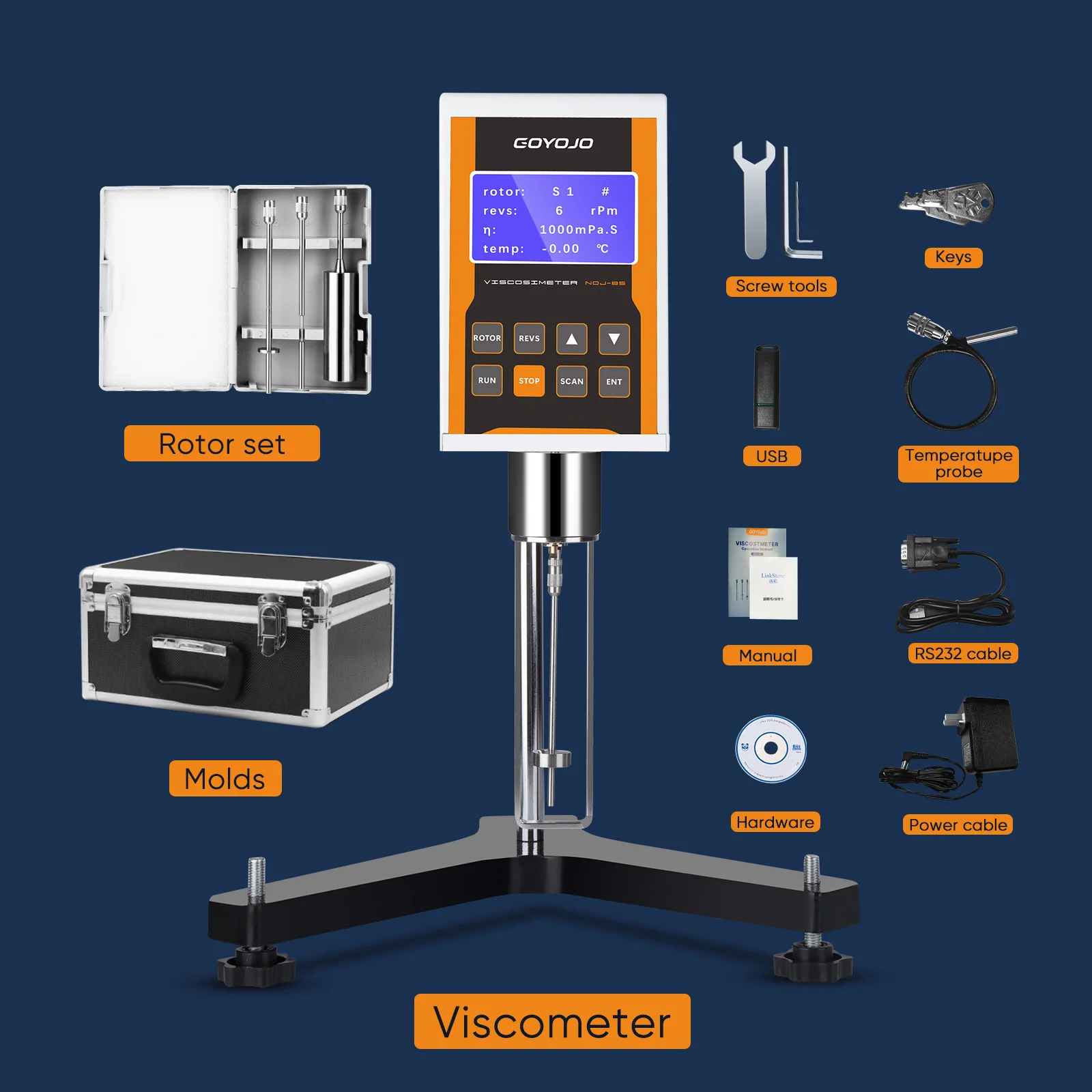 Digital Rotary Viscometer, NDJ-8S Viscosity Meter Tester with Data Output,10-2,0