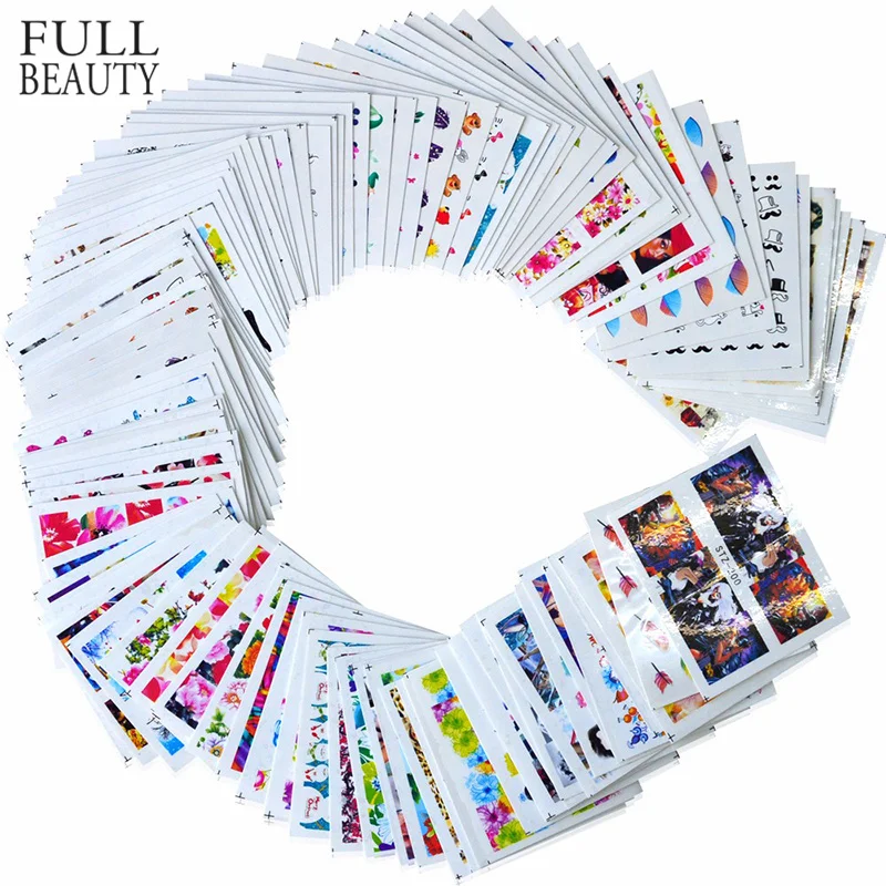 Nail Sticker Decals Sets Water Transfer 100 Designs Beauty Full DIY Tips Nail Charm 100pcs/lot nail stickers nail decals nail art decoration