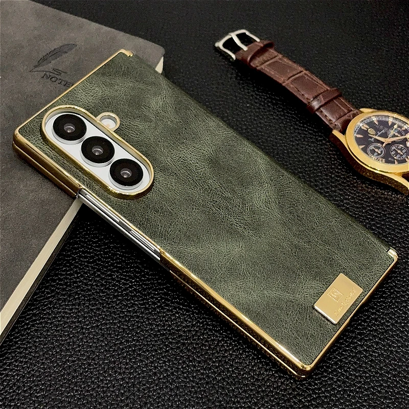 Luxury PU Leather Case with Electroplated Hinge Cover - 2-Piece Set