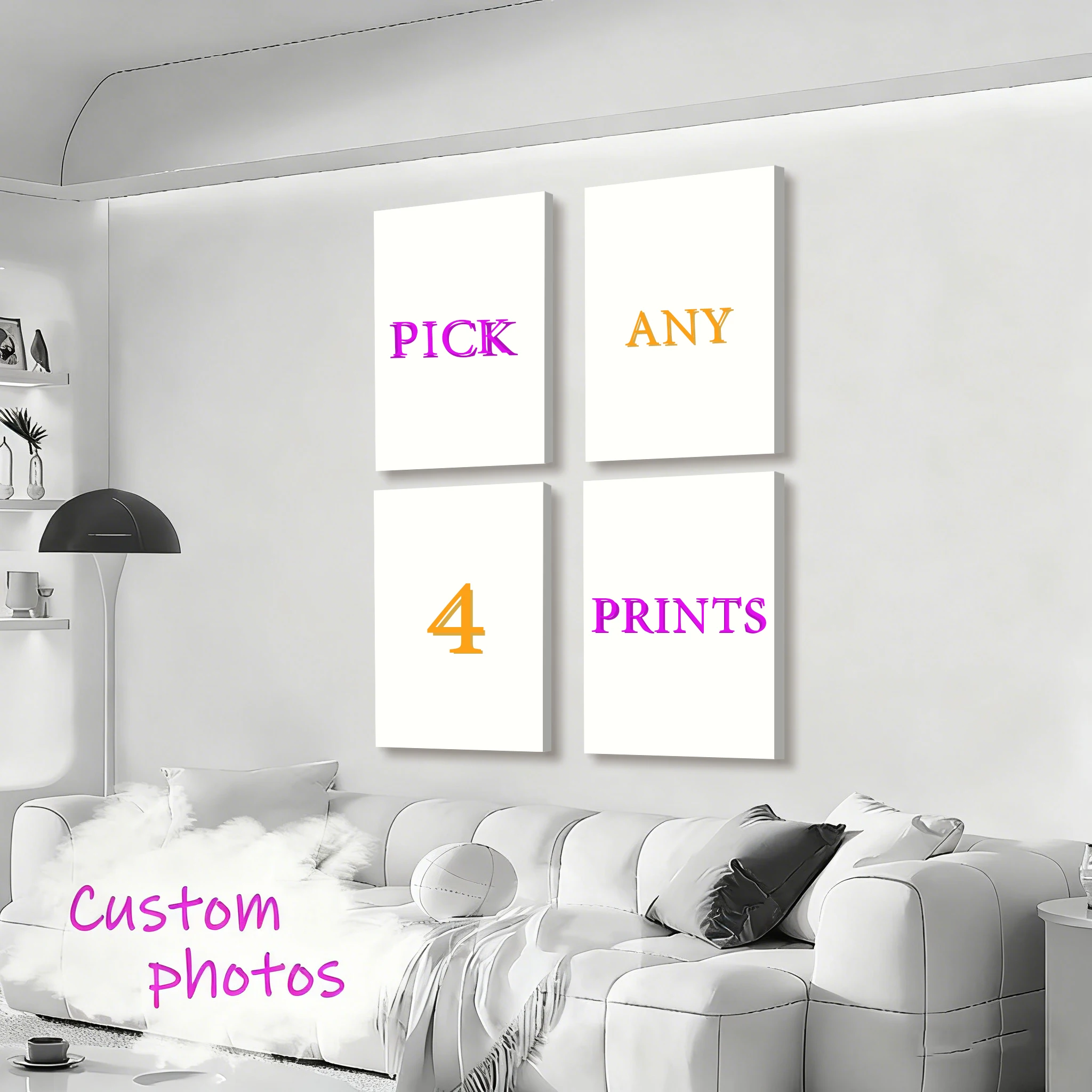 4pcs/set Personalized Canvas Painting Custom Wedding Family Life Photos Posters Wall Art Custom Holiday Birthday Gift Room Decor 1