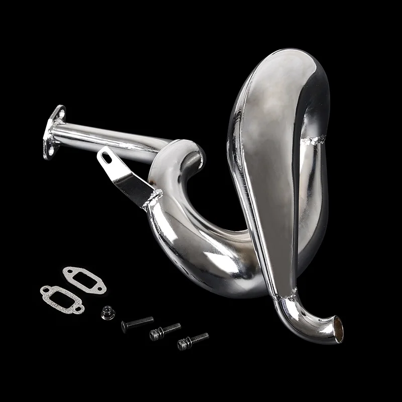 

FVITEU Chrome Circle Tuned Pipe Exhaust Pipe Fit 26cc 29cc 30.5cc 32cc 36cc 45cc Rofun Engine For 1/5 HPI Rovan Baja 5B SS 5T