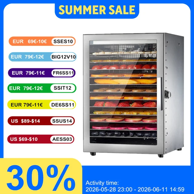 Séchoir à fruits électrique 12 couches, hachoir à viande, séchage pour légumes, déshydrateur alimentaire, séchage pour légumes et fruits, machine de séchage 1