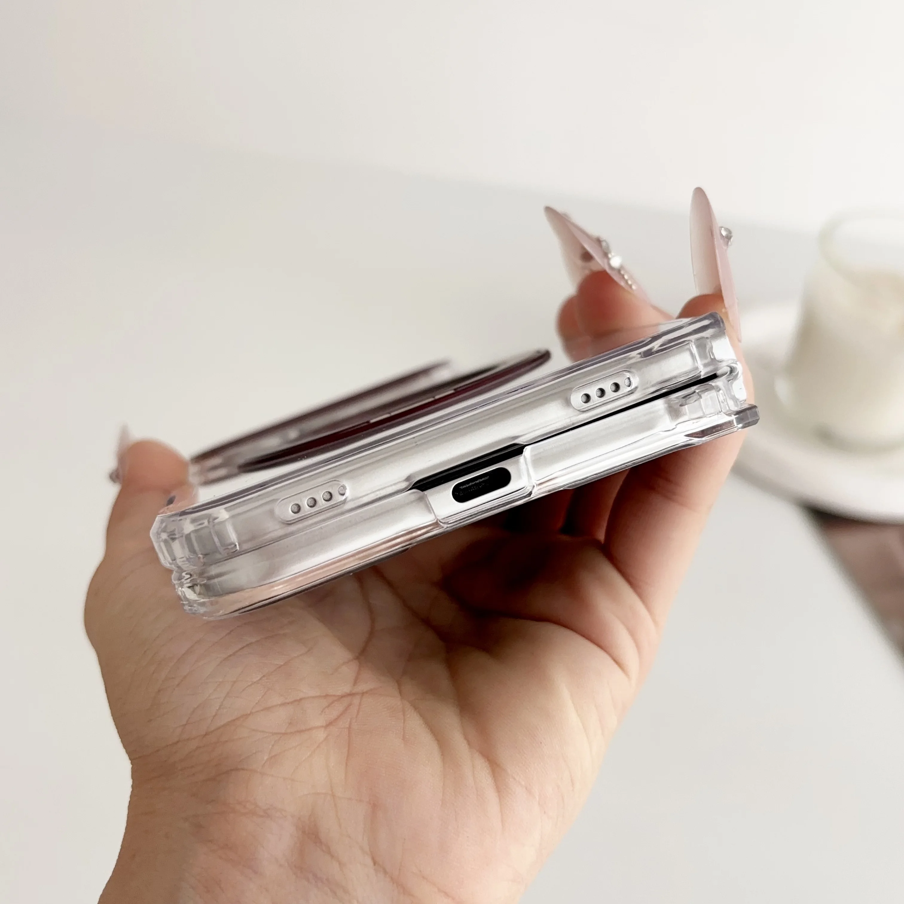 Foldable iPhone Duo Case with MagSafe and 360° Magnetic Stand - Clear Acrylic Protection