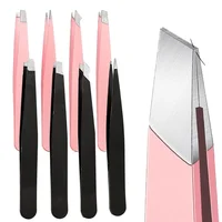 1/4Pcs Pink Black Eyebrow Tweezer Eyebrow Trimming and Hair Removal False Eyelash Clipper Beard Removal Forceps Beauty Tool 1