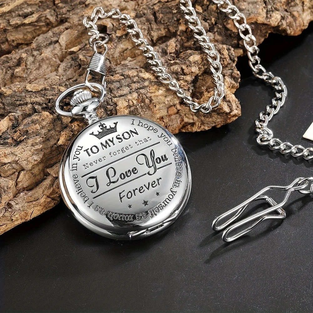 Commemorative gold circular Quartz Pocket Watch as my son's birthday gift Christmas waist chain