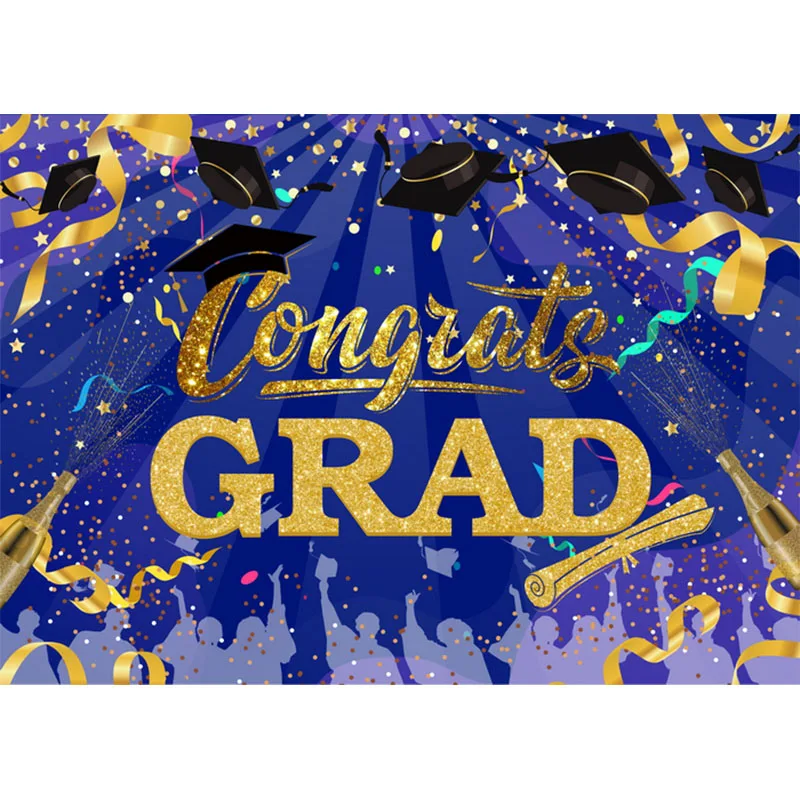 

Graduation Party Backdrop Class of 2022 Black and Golden Glitter Bokeh Spots Photography Background Congrats Grad Banner Decor