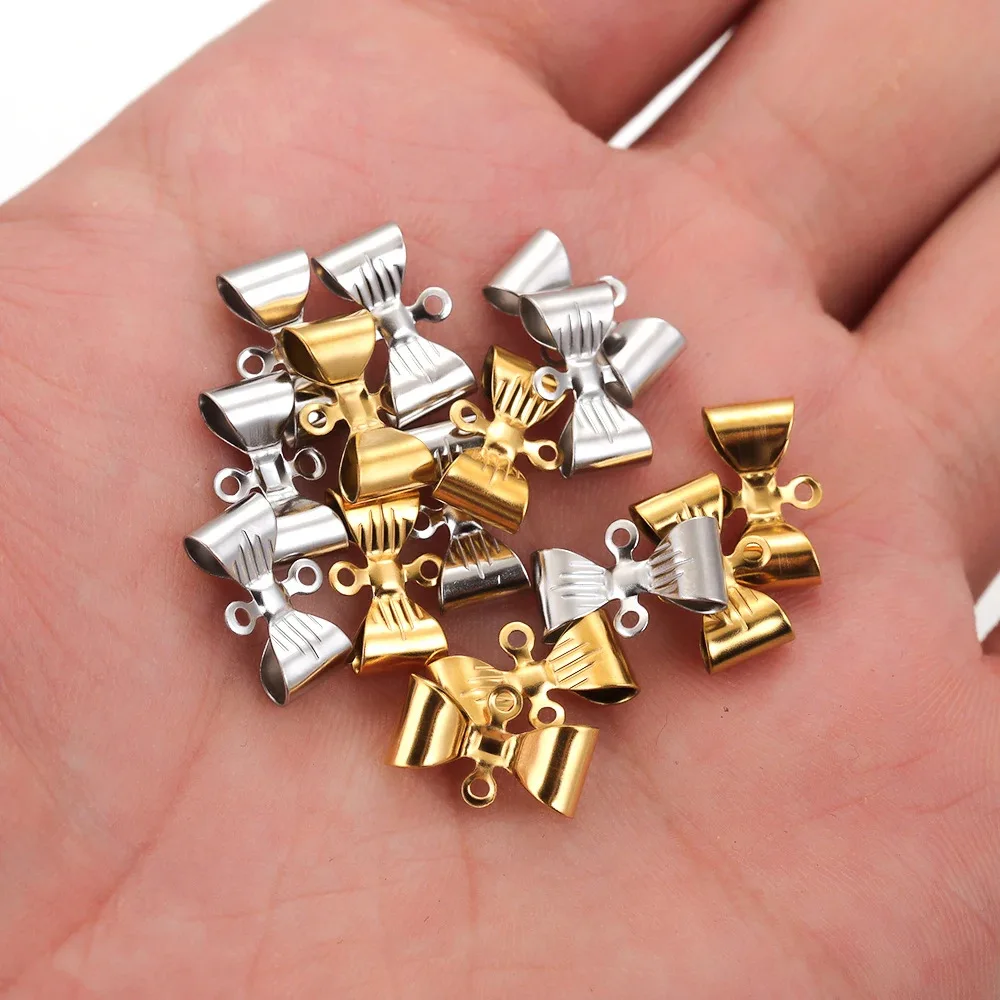 Stainless Steel Double Hole Bow Accessories Pendant DIY Necklace Bracelet Making Accessories 3
