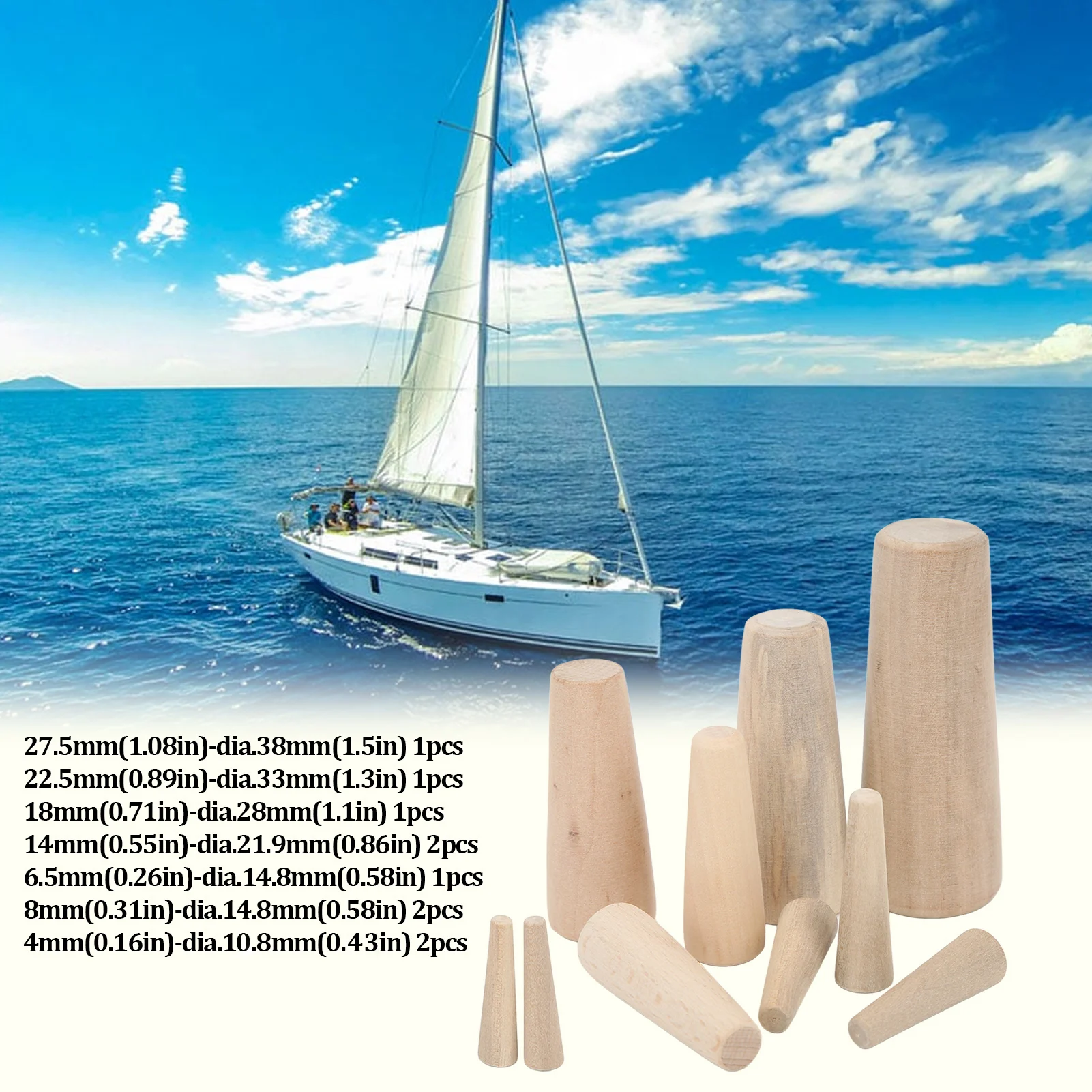 10 Stück Marine Tapered Thru Hull Notfall-Holzstopfen Ablassstopfen für Boot, Yacht, Boot, weiche Holzstopfen, konische weiche Holzstopfen – Detail 11