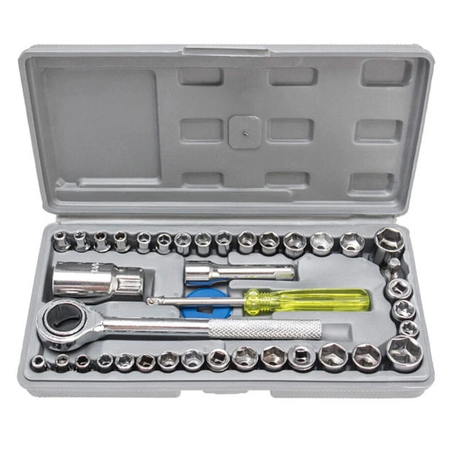 Krachtige 40Pcs Wrench Socket Combination Tool Kit Automobile and  Motorcycle Combination Tool Socket Set Tool Box