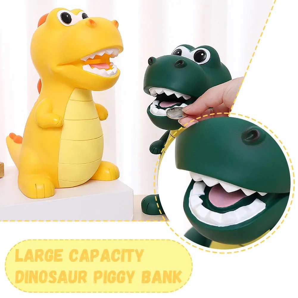 Large Capacity Dinosaur Piggy Bank Ornaments Hot Sale Cute Anti-fall Enamel Coin Piggy Bank Children's Gift Unisex 21 cm
