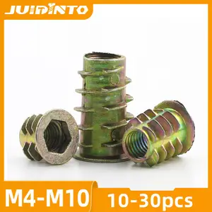 Zinc Alloy Thread Wood Insert Nut  Wood Insert Nut Flanged Hex M5 -  10-50pcs M4 M5 - Aliexpress