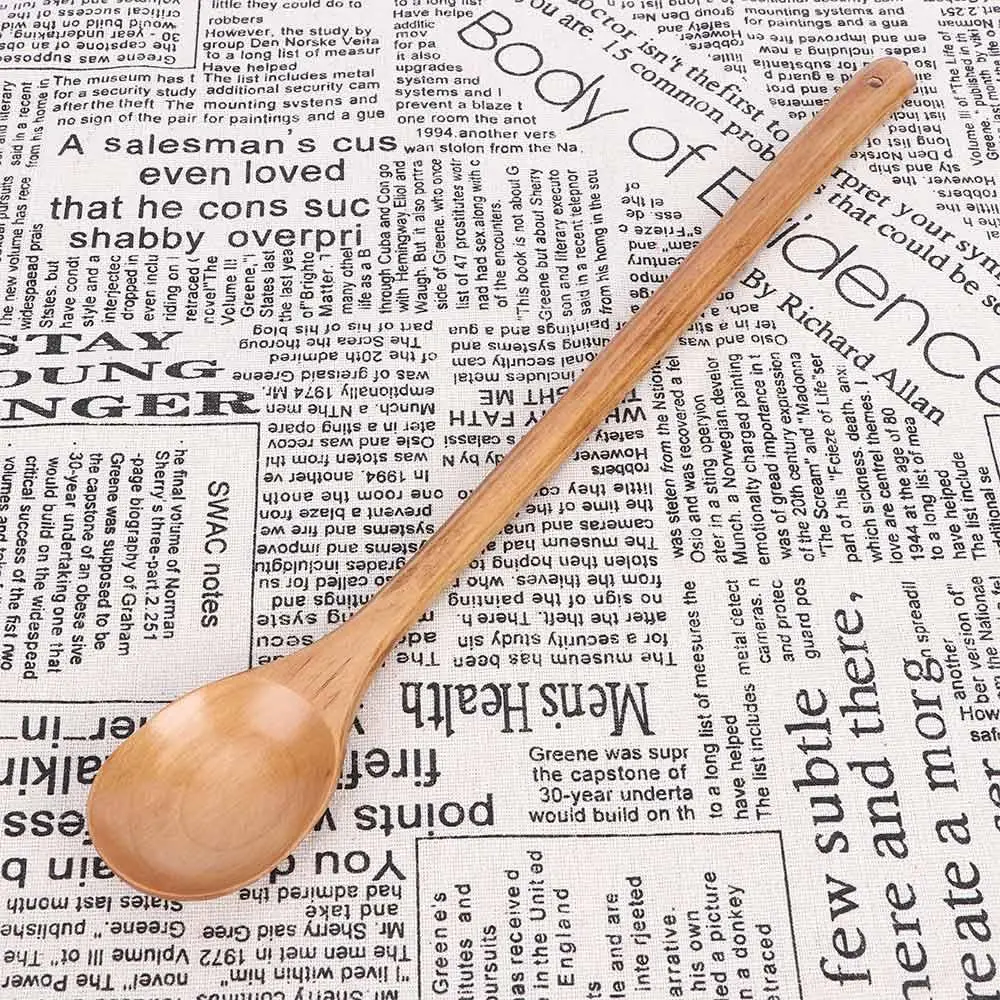 어린이용 나무 식탁 식기, 대나무 국자 요리, 긴 손잡이 주방 용품, 수프 스푼, 차 스푼