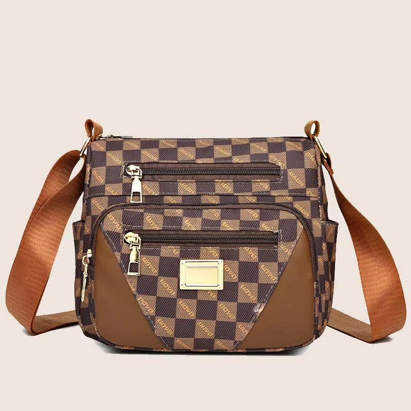 Ladies' soft leather shoulder bag with multiple layers, mailman shoulder bag, luxury designer ladies' handbag and wallet