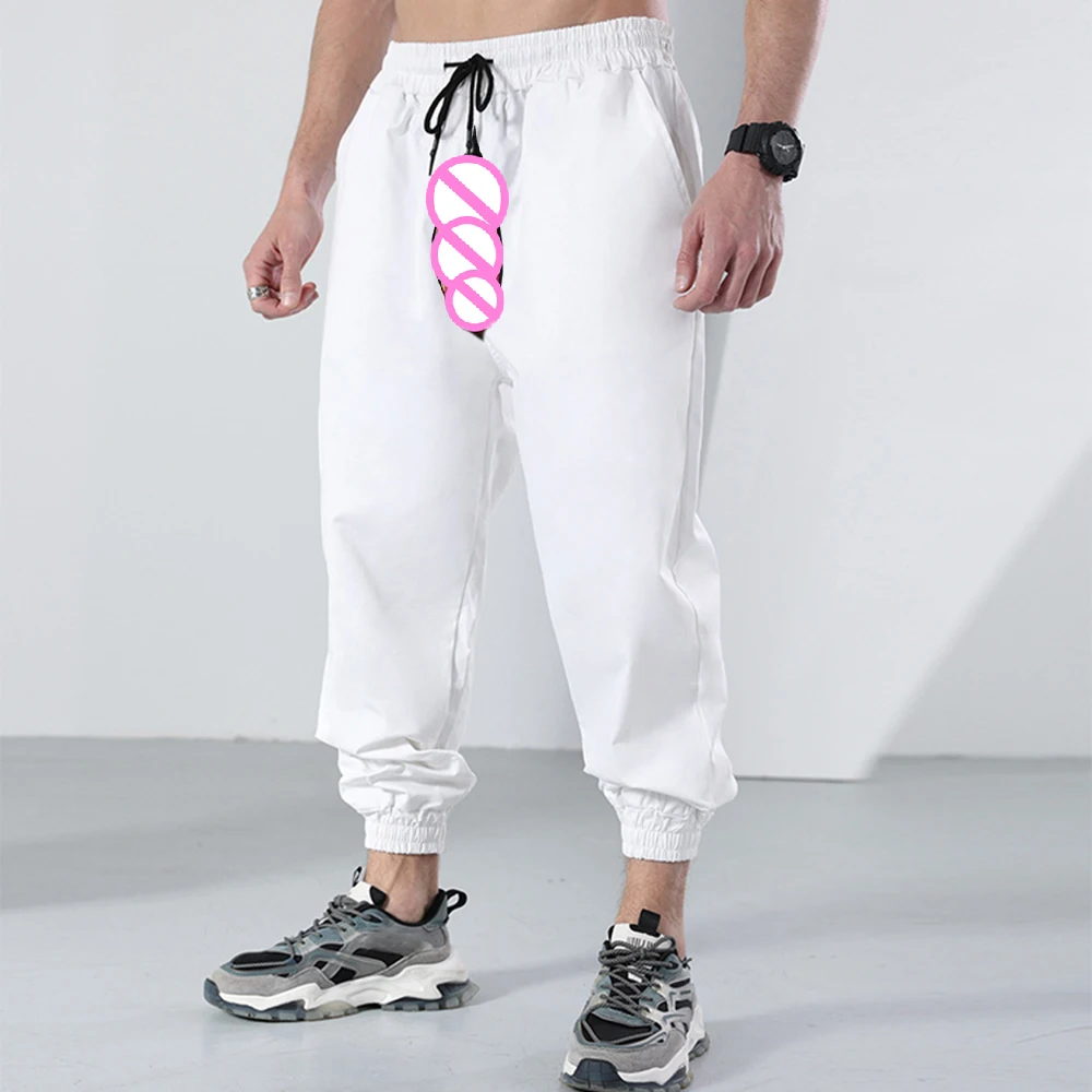 Sports Trousers Men's Invisible Open Crotch Outdoor Sex Four Seasons Loose Fitness Trousers Casual Erotic Pants Running