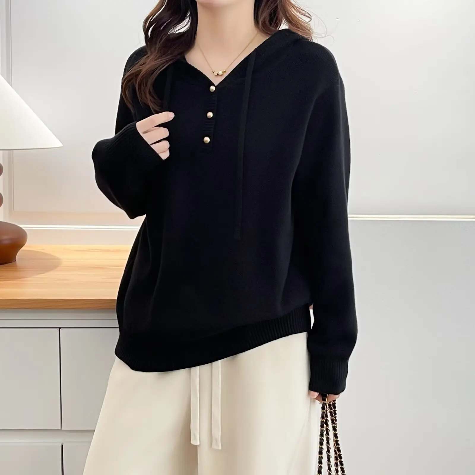 XXXL Fashion Plus Size Woman Clothing Sweaters Casual Thickened Hooded Knitted Jersey For Women In Autumn And Winter 2025