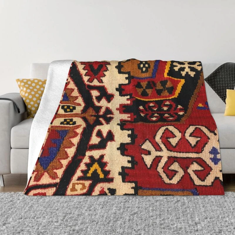 Boho Turkish Kilim Navaho Weave Woven Blanket Flannel Fleece Warm