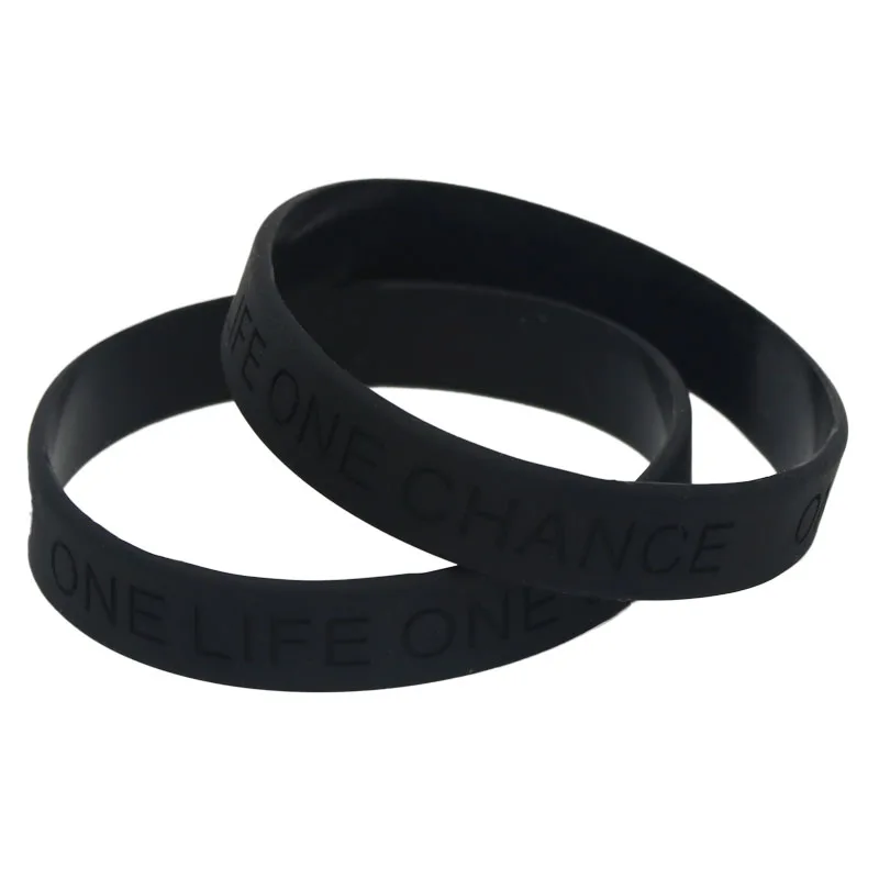 1PC Fashion Black Silicone Wristband Bracelet One Life One Chance Letters Bangles Rubber Bracelet Men Women Jewelry SH066