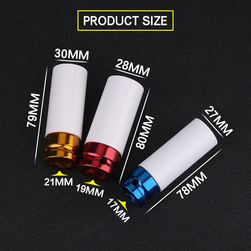 3PCS 17/19/21mm Pneumatic Tyre Protection Sleeve 1/2 Colorful Steam Sleeve Auto Repair Hardware Tool and Case