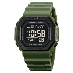 Enhanced Product Title: SKMEI Men's Digital Sport Watch with LED Display and Waterproof Design (Army green)