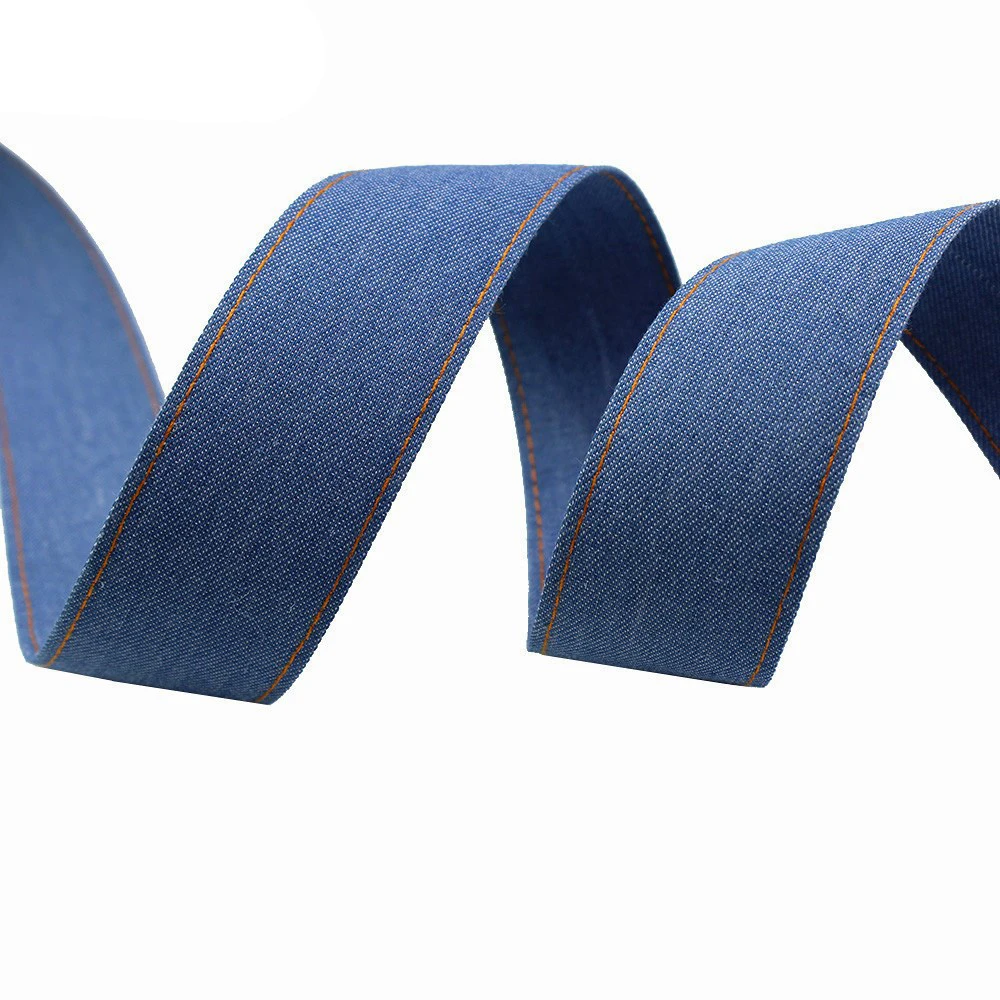 10M Stitch Denim Ribbon, Fabric Jeans Bows Ribbon for DIY Crafts Hairclip Apparel Accessories and Sewing Decorations