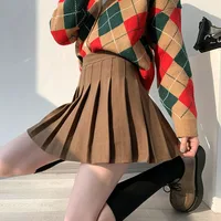 Autumn Winter Woolen Pleated Skirts Women New Korean High Waist Slimming Mini Skirt Ladies Preppy Style Side Zipper A-Line Skirt - Image 5