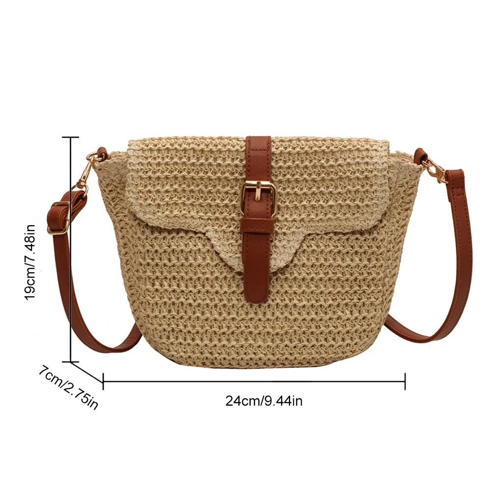 Women Crossbody Bags Summer Woven Straw Tote Bag Fashion Handmade Paper Rope Simple Adjustable Straps Bohemia Purse