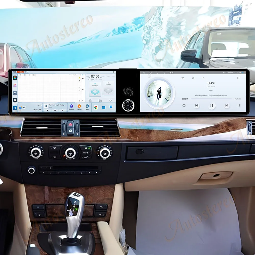 Dual Screen Android14 ID9 Car Radio Carplay Screen For BMW 5 Series E60 2003-201