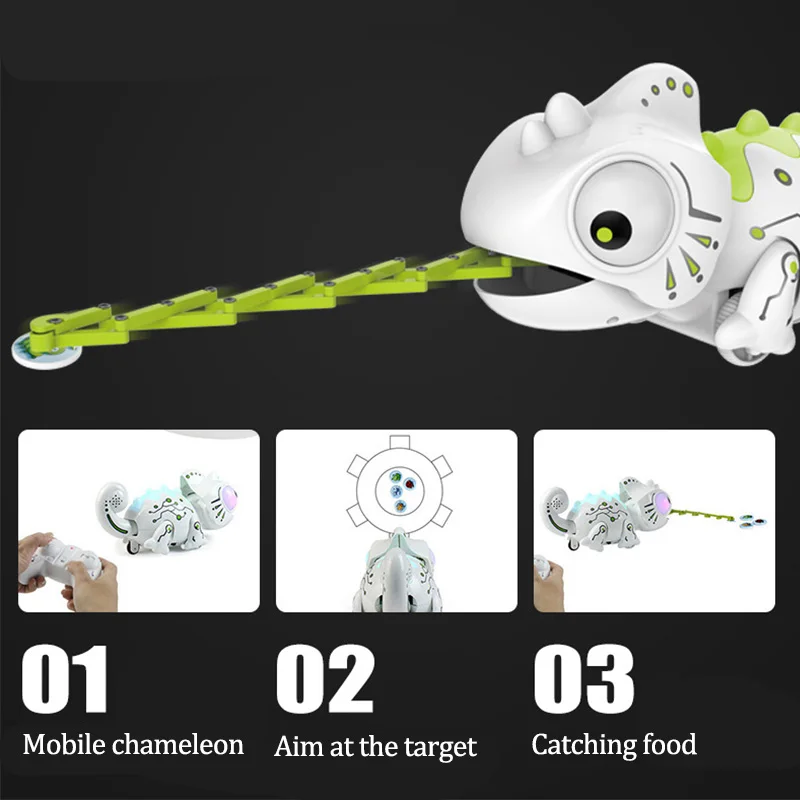 Remote Control Dinosaur Toys Remote Control Pet Toys Chameleon Eating Worm Toy Robot