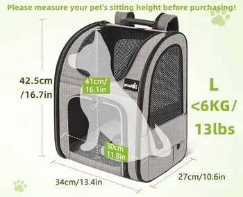 Pet Carrier Backpack, Dog Carrier Backpack, Expandable with Breathable Mesh for Small Dogs Cats Puppies, Pet Backpack Bag 2