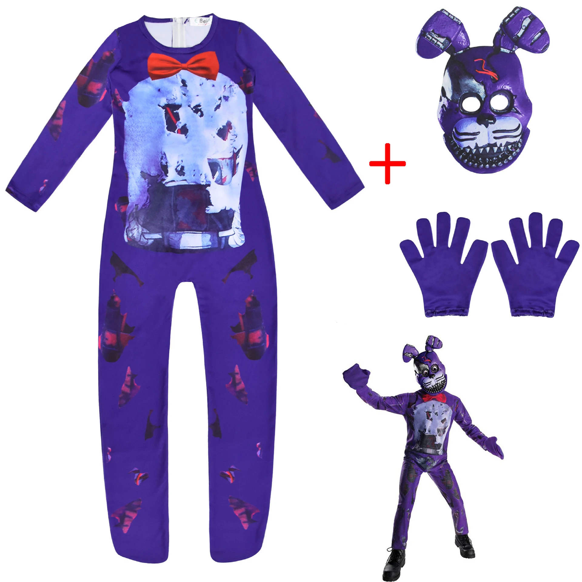 Kids Halloween FNAF Cosplay Costume Freddyys Fazbears Bear Foxy Rabbit  Bonnie Chica Peluche Juguetes Nightmare Red Scare Costume - AliExpress