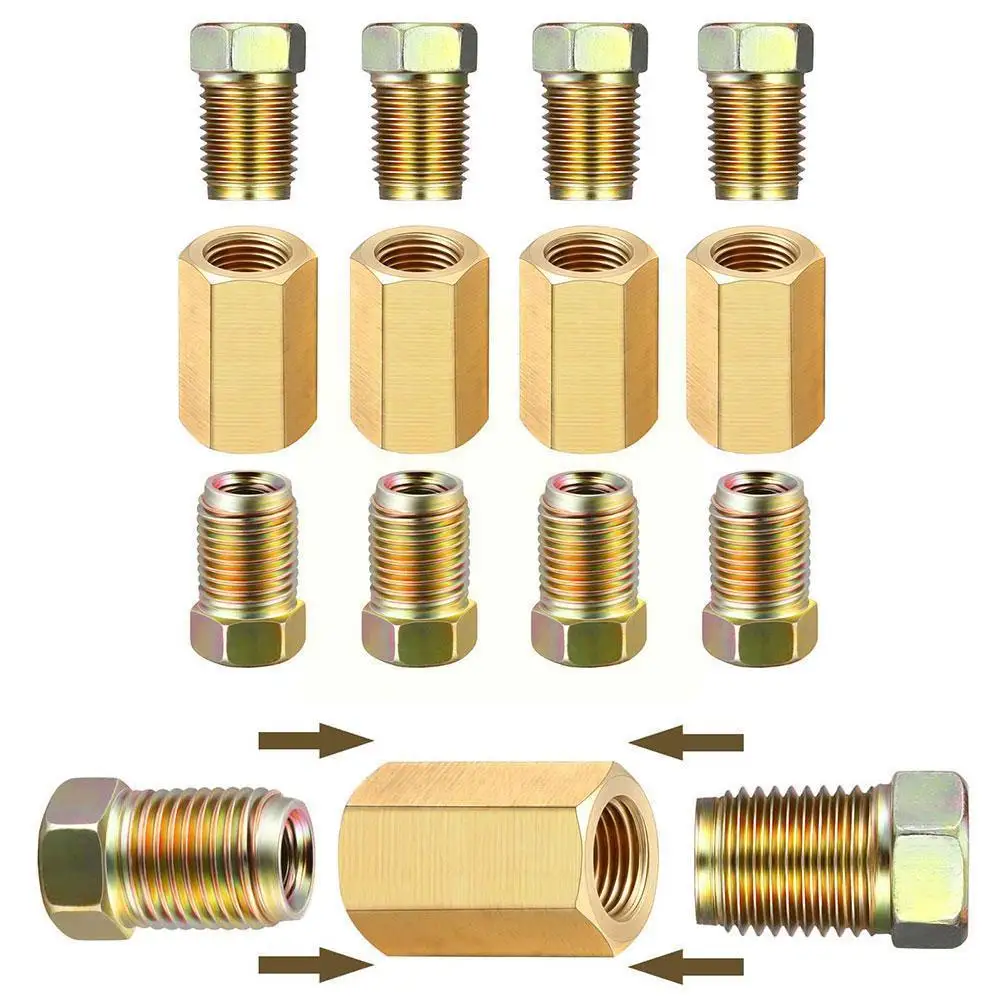 

Brake Fittings Brass Inverted Pipeline Accessories Union Connector Flare Car Compression Tool Adapter Fitting D6E3