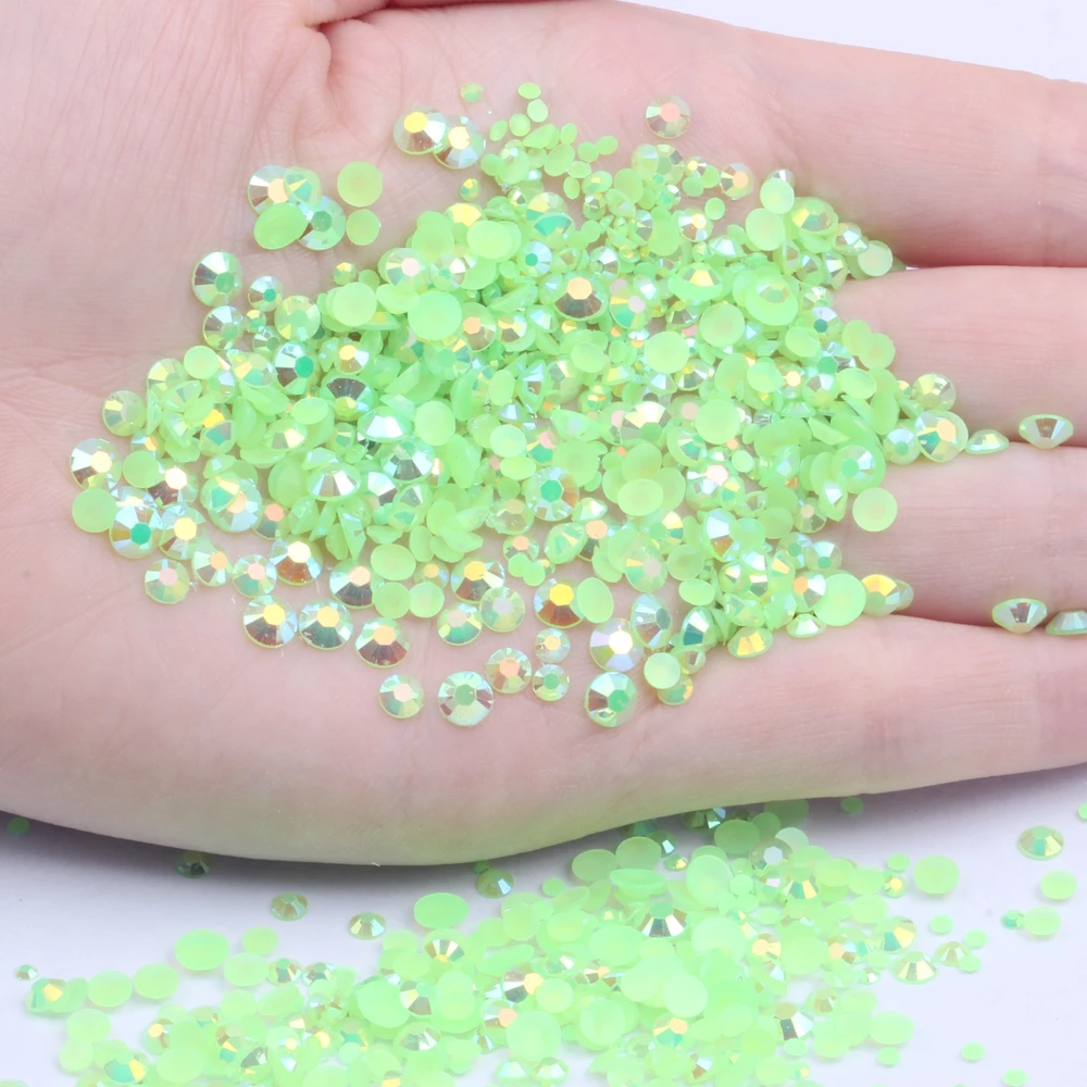 

Green AB Color Resin Rhinestones 2mm-6mm 10000-50000pcs Facets Flatback Non Hotfix Glue On Beads DIY Nails Art Phone Supplies