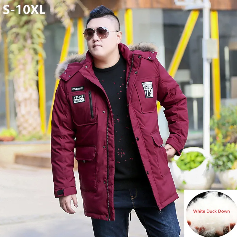 Coldproof Winter Thicken 85% White Duck Down Jacket Men 170KG 10XL 8XL Parkas Hooded Plus Size Warm Snow Outdoor Coats Clothes